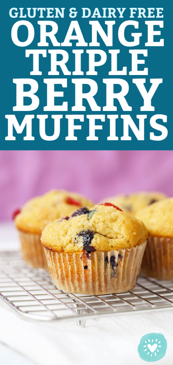 Close up view of Gluten Free Orange Triple Berry Muffins Cooling on a Cooling Rack from One Lovely Life