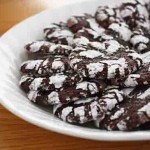 Chocolate Crinkle Cookies on an oval plate