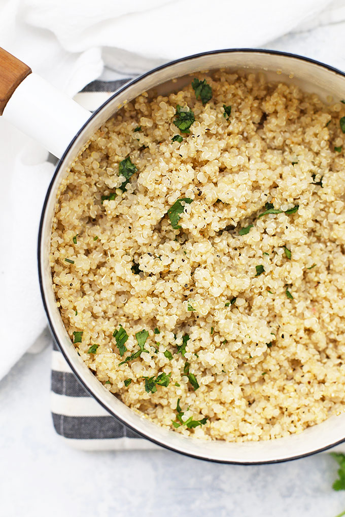 Close up of perfectly cooked quinoa