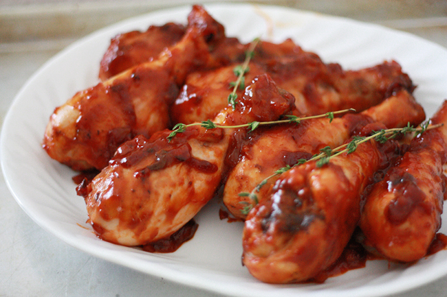 drumsticks with peach barbecue sauce (gf, df)