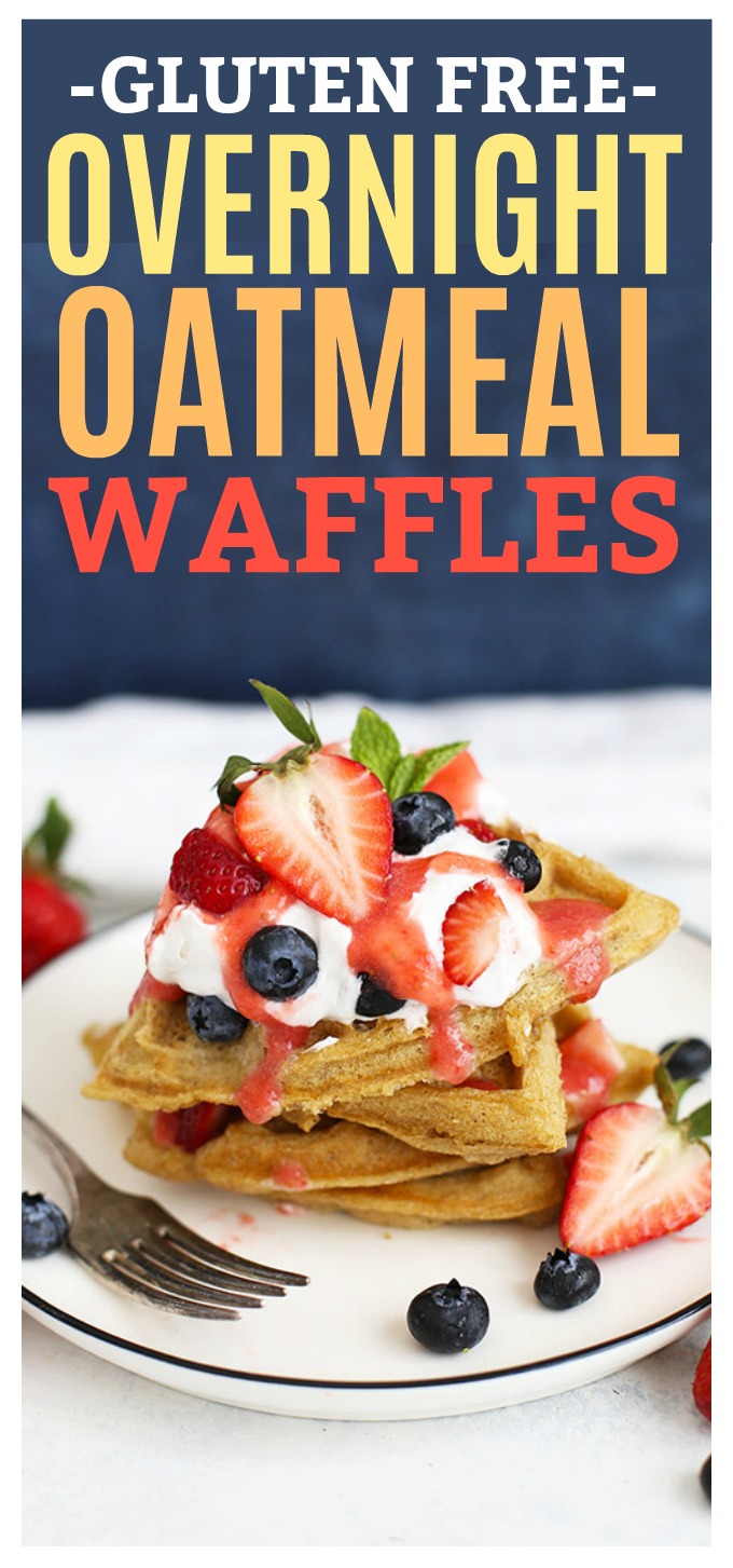 Easy Overnight Oatmeal Waffles (Gluten Free & Dairy Free) - Mix up the batter the night before and you'll have waffles in no time! 