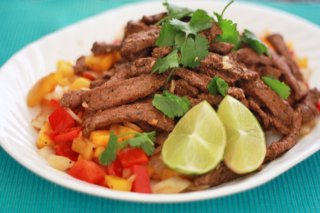 chipotle lime steak with peppers and onions (gf, df)