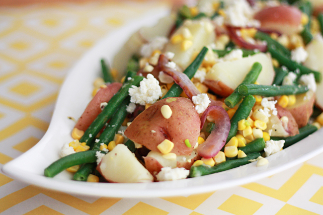 Green Bean, Corn, and Potato Salad with Lemon Brown Butter Sauce // One Lovely Life