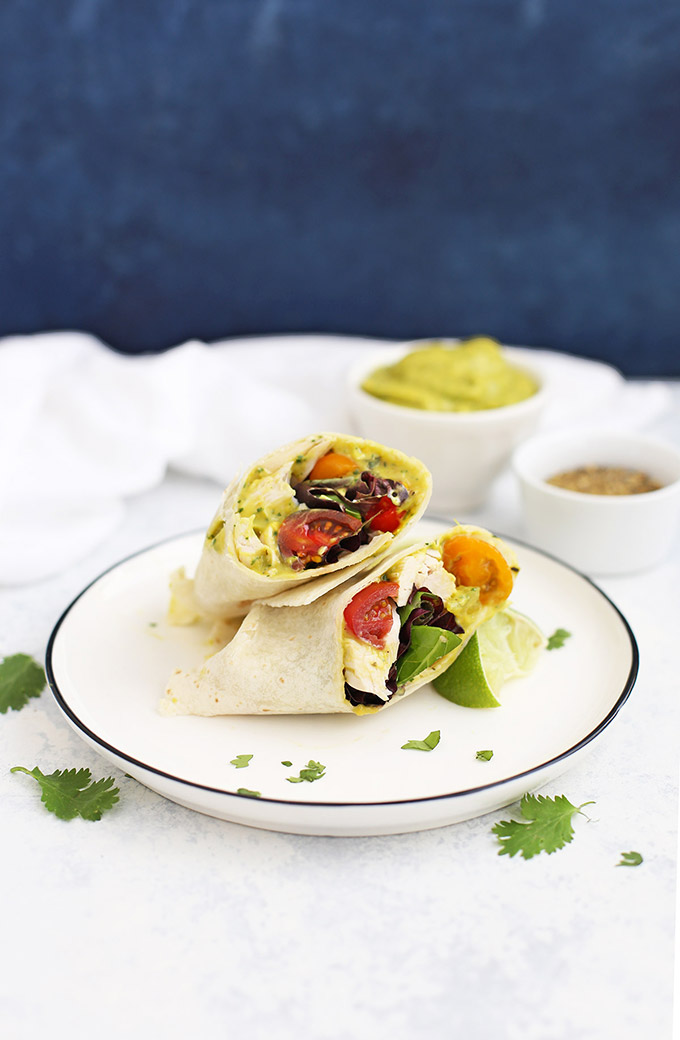 Mango Guacamole Chicken Wraps - These gluten free wraps are such a fresh lunch or easy dinner. You'll LOVE the mango guacamole! 