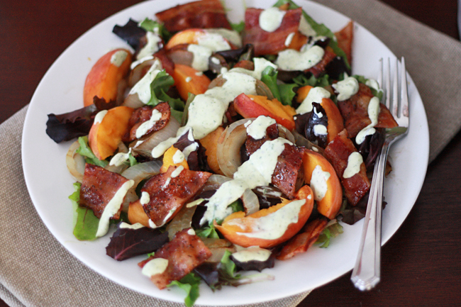 grilled peach and bacon salad (gf, df)