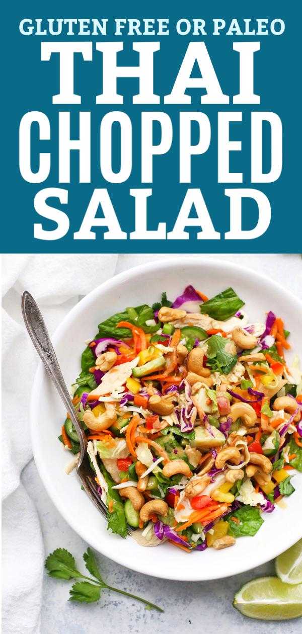 Gluten Free & Paleo Friendly Thai Chopped Salad with Peanut or Cashew Sauce Drizzle from One Lovely Life