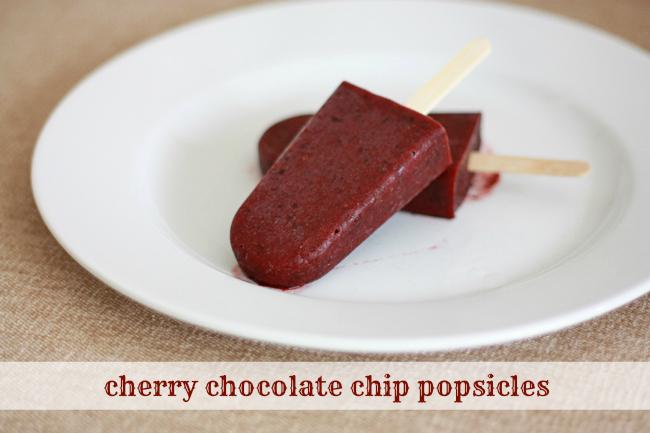 cherry chocolate chip popsicles (gf, df, v, Paleo)