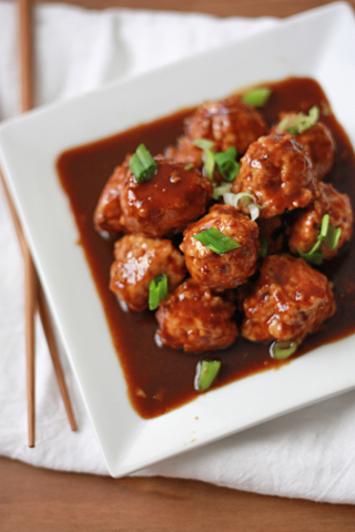 ginger chicken meatballs with lee’s hoisin sauce (gf, df)