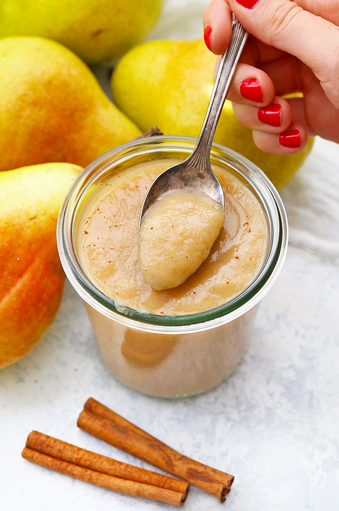 Slow Cooker Spiced Pear Sauce from One Lovely Life
