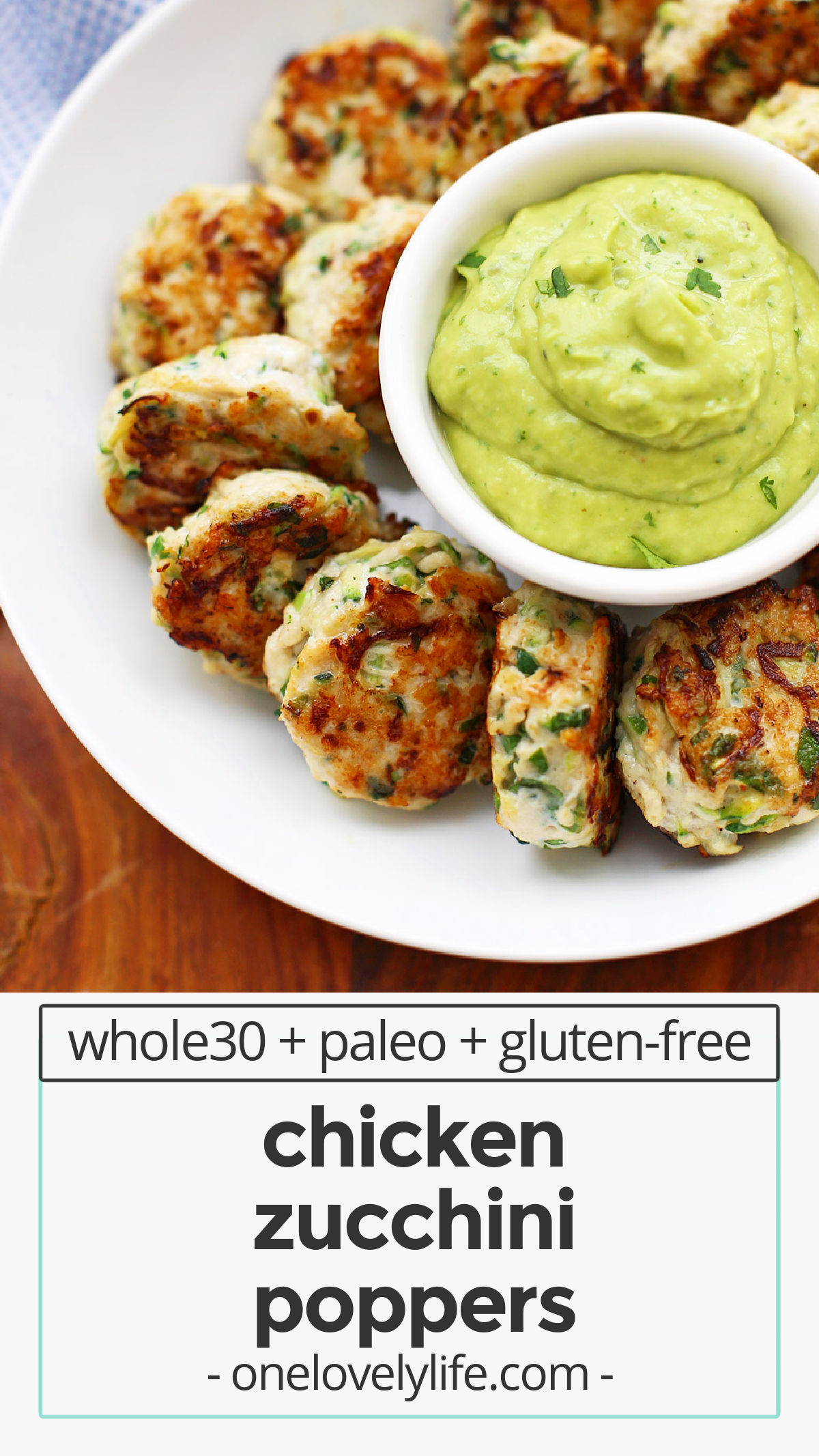 Paleo & Whole30 Chicken Zucchini Poppers - These chicken zucchini meatballs are so easy and delicious! Perfect for meal prep and clean eating! // keto meatballs // paleo meatballs // chicken meatballs // paleo appetizer // paleo meal prep// meal prep lunch // meal prep recipe // Whole30 dinner // keto dinner // low carb dinner // paleo chicken meatballs // whole30 meatballs // healthy dinner recipe
