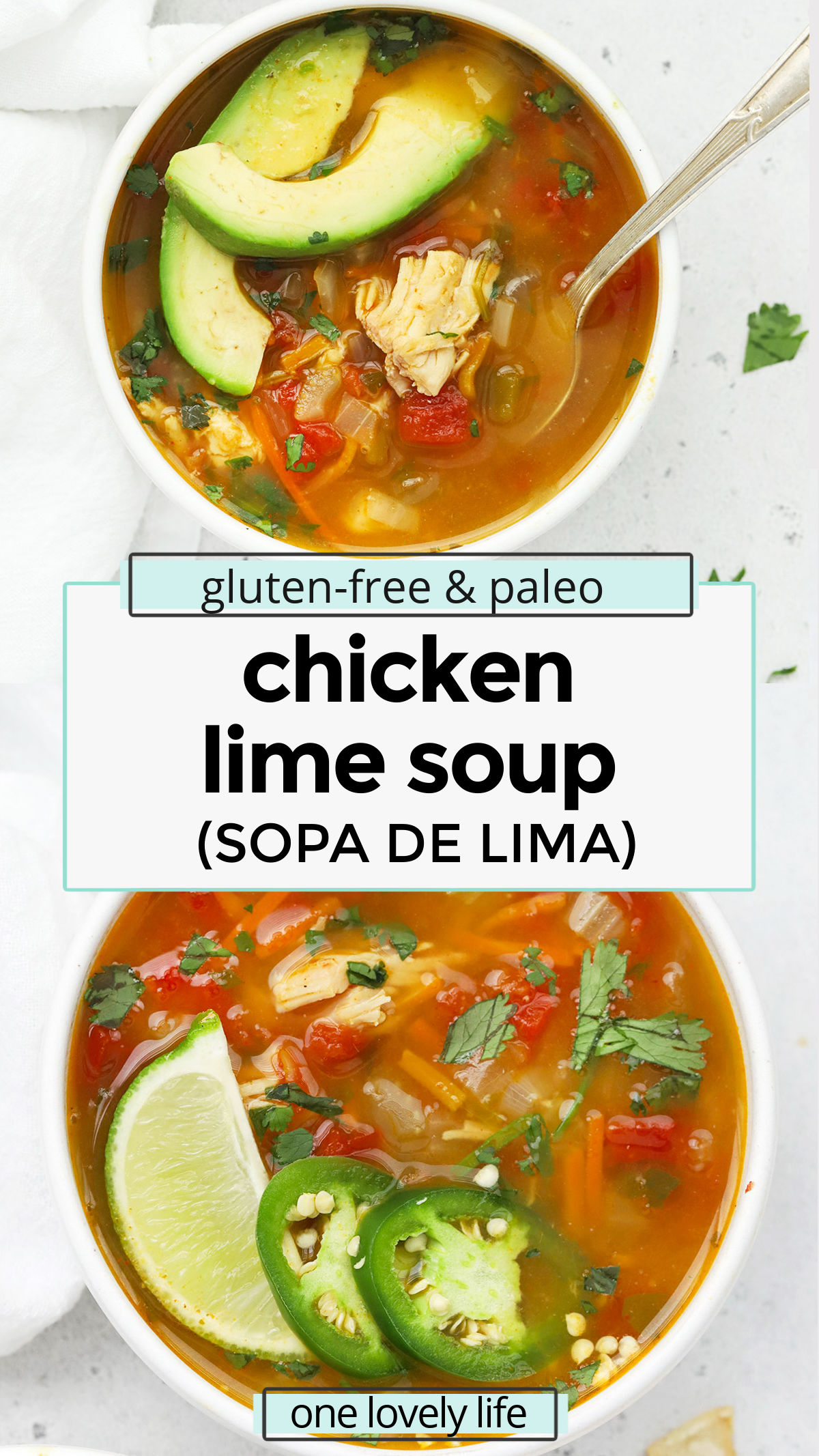 Chicken Lime Soup (Sopa De Lima) - Flavorful, filling & a little bit spicy, this yummy Mexican chicken soup is always a hit! (Paleo, Whole30) // Sopa De Lime recipe // Mexican Soup // Chicken Lime Taco Soup // Chicken Lime Tortilla Soup // Healthy Soup // Paleo Soup // Whole30 Soup // Healthy Dinner // Healthy Lunch