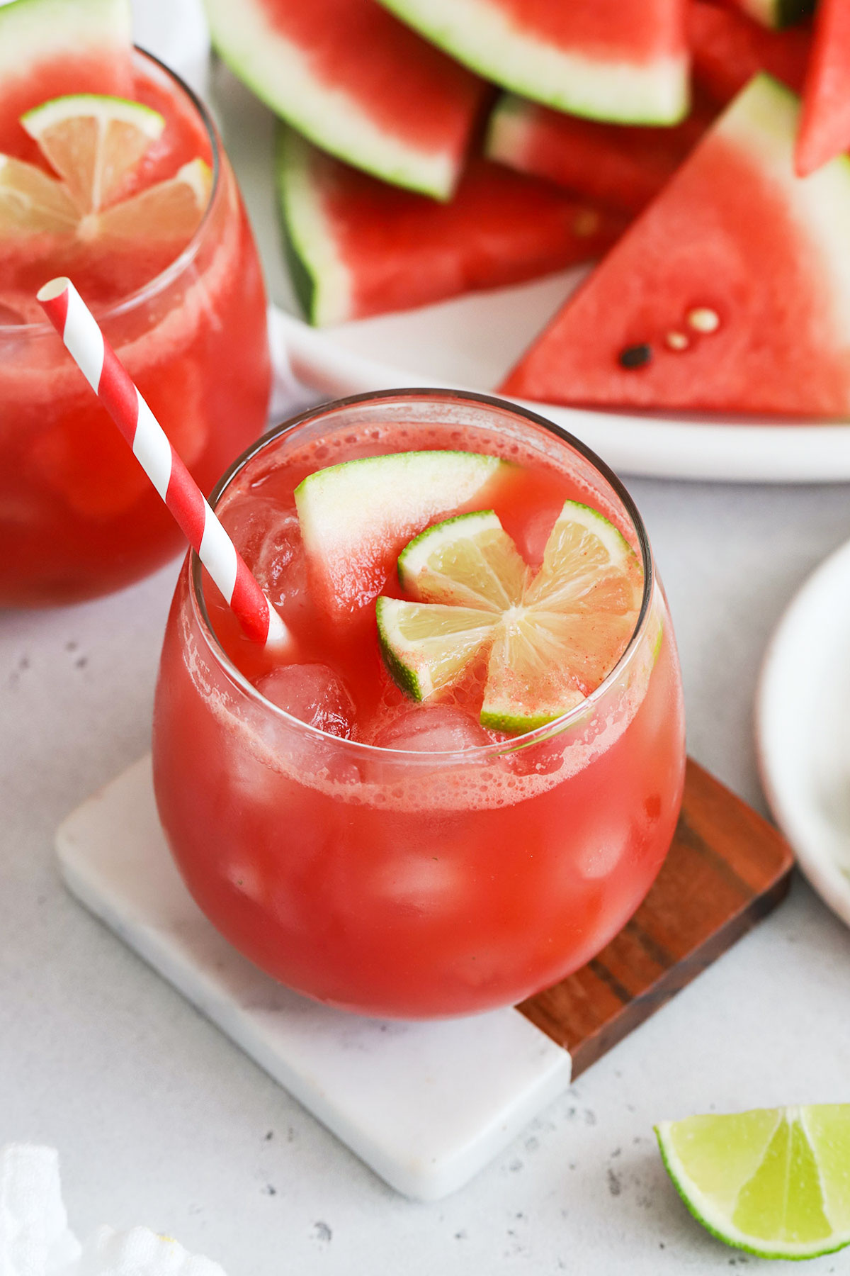 watermelon refresher moctkail with lime flower