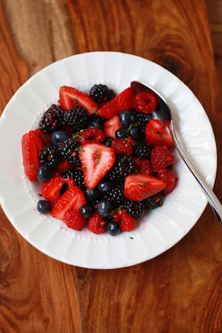 Berry Salad with Honey Lime and Mint // One Lovely Life