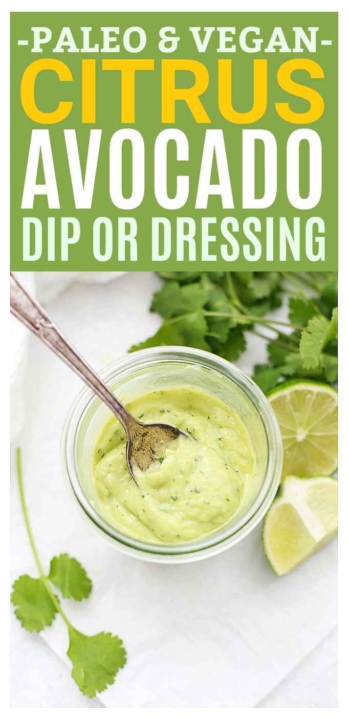 Citrus Avocado Dressing and Dip - This bright, flavorful dip is perfect with veggies, drizzled over salads, tacos, and more! (Paleo, Vegan & Whole30 Approved!)