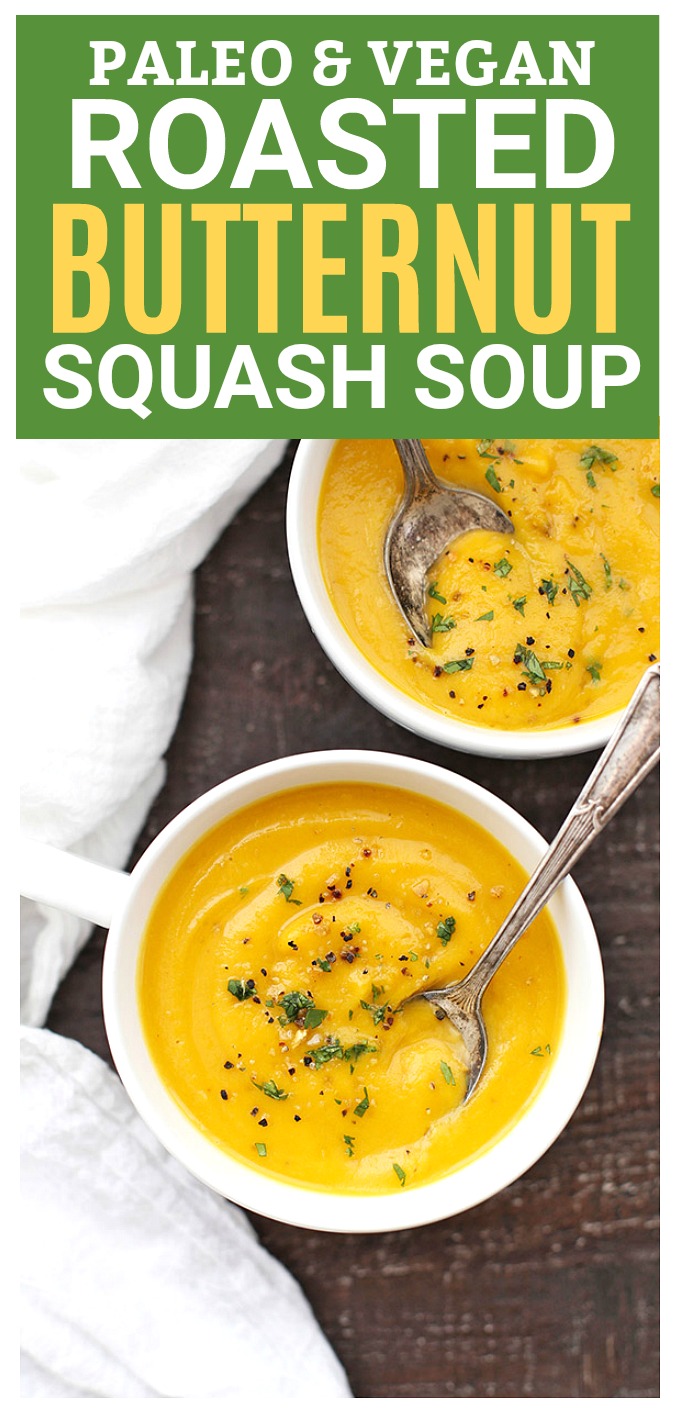 Creamy Roasted Butternut Squash Soup - This velvety smooth butternut squash soup is a family favorite. (Paleo, vegan AND Whole30 approved!)