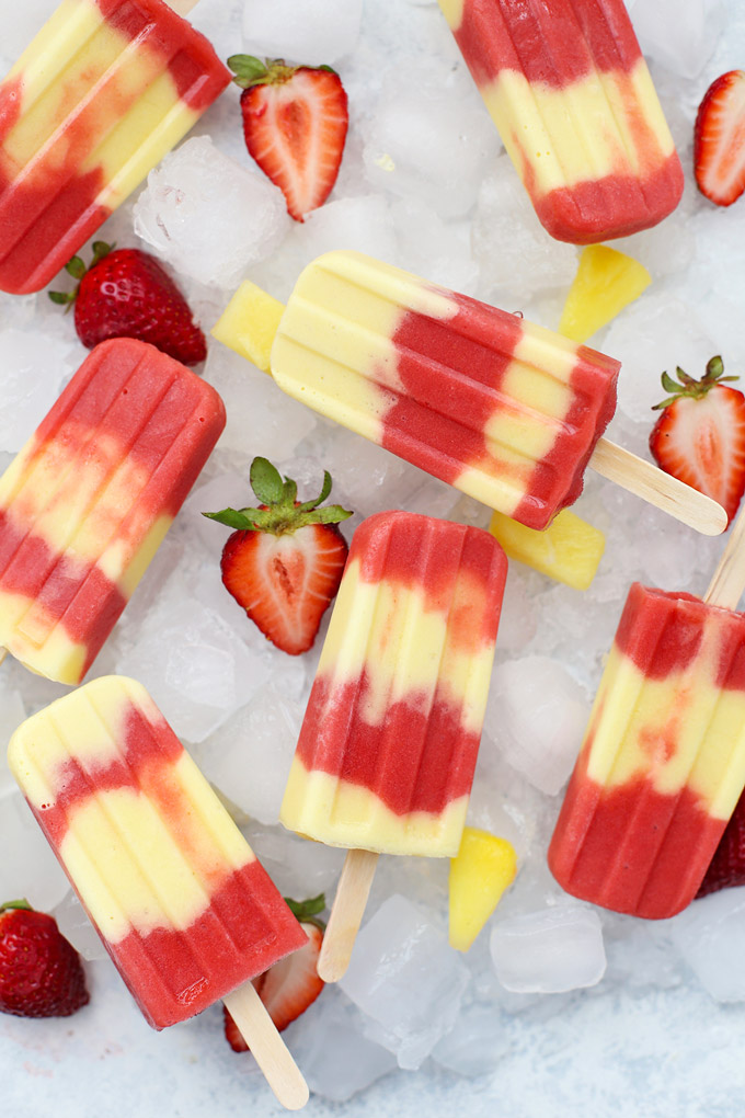 Lava Flow Popsicles - Healthy homemade popsicles! These are vegan, paleo, and naturally sweetened. We love them!