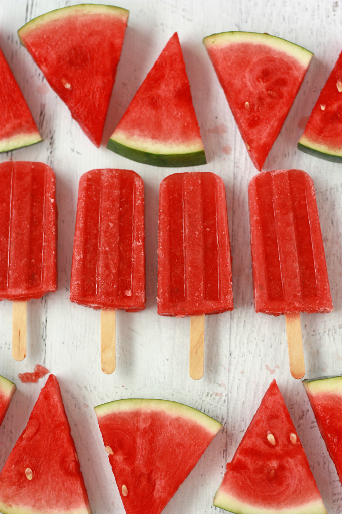 Strawberry Watermelon Popsicles made from 100% fruit!