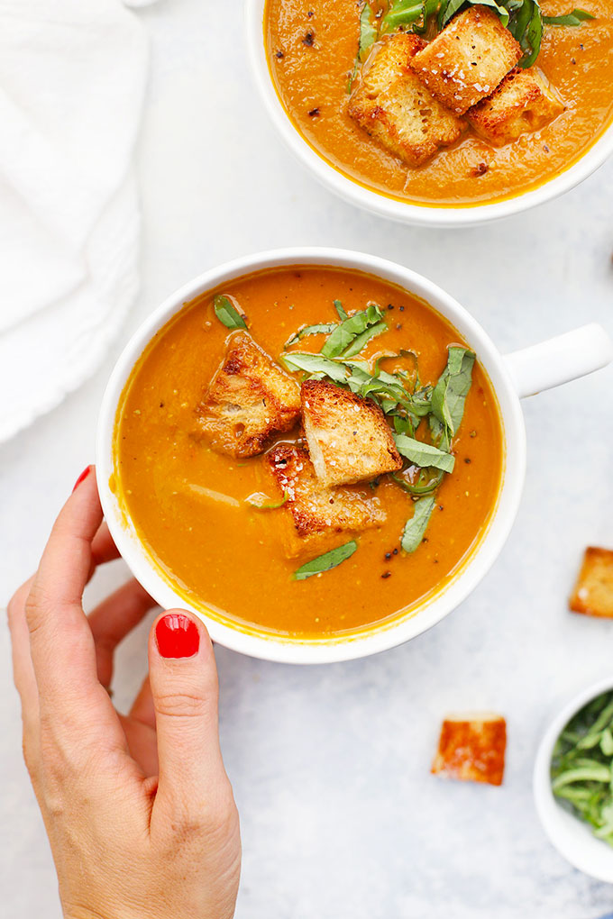 Paleo and Vegan Tomato Basil Soup from One Lovely Life