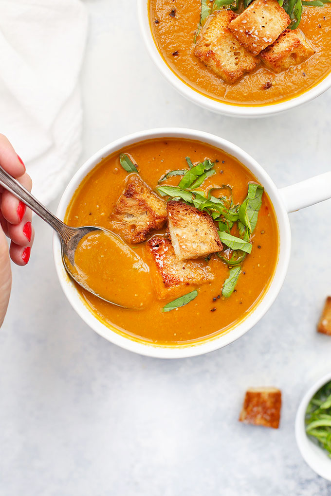 Roasted Tomato Basil Soup from One Lovely Life