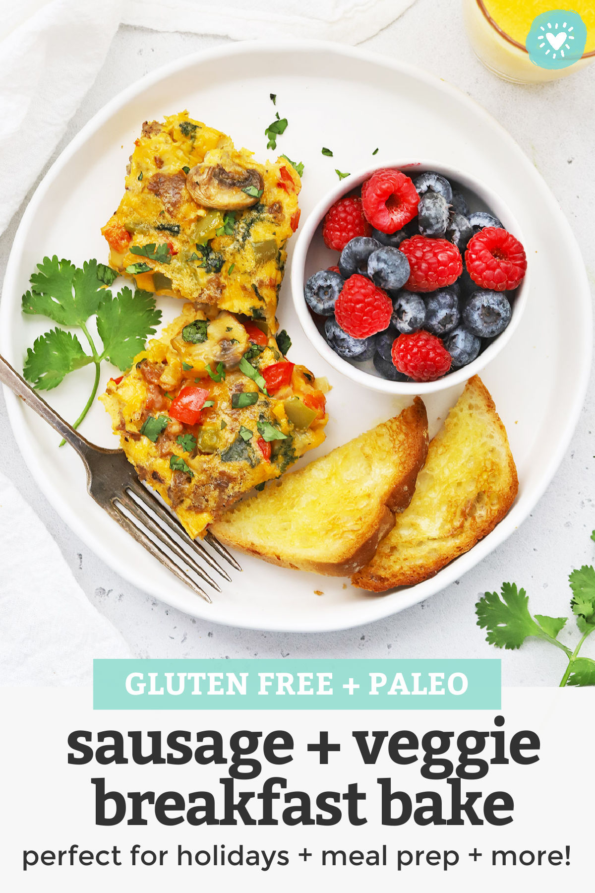 Sausage and Veggie Breakfast Bake - This cozy sausage veggie breakfast casserole is perfect for holidays, get-togethers, or meal prep. It reheats like a dream and tastes fantastic! // Meal prep breakfast // Paleo egg casserole // whole30 breakfast casserole #breakfast #eggcasserole #eggbake #paleo #whole30 #breakfastbake