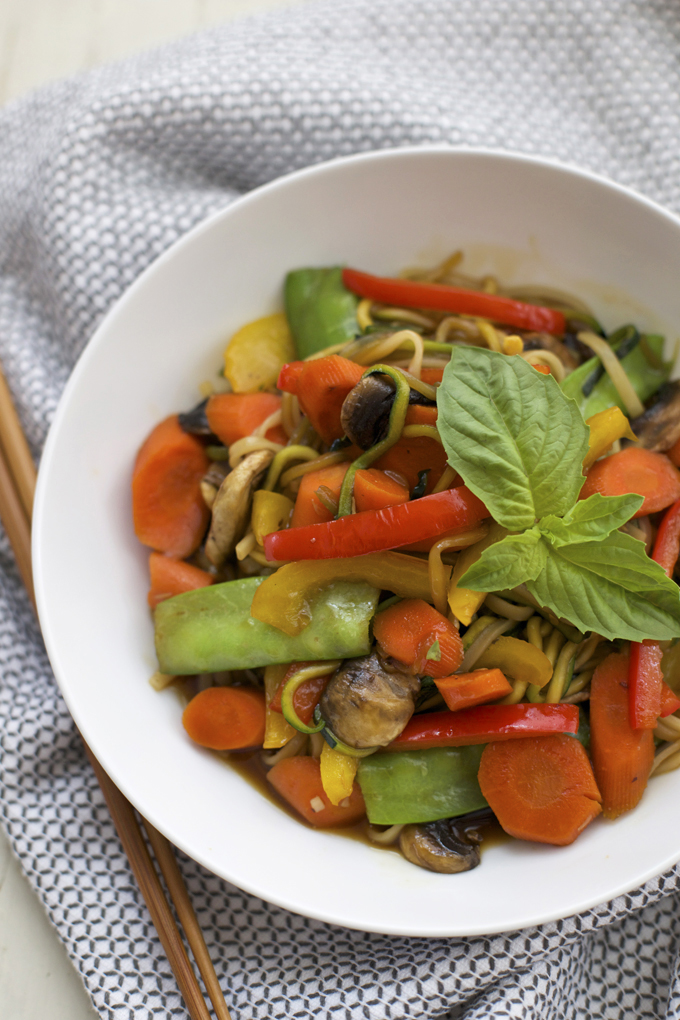 This gorgeous, healthy stir fry can be made in minutes and uses up any veggies in your fridge. We love it! 
