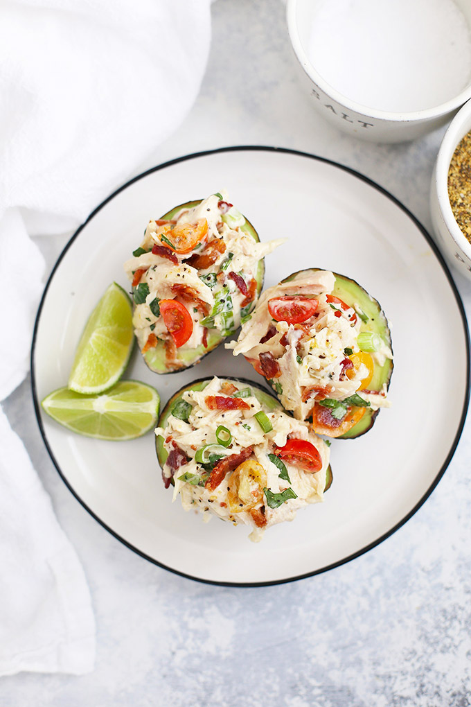 BLT Chicken Salad Avocado Cups - Paleo, Gluten Free, and TOTALLY DELICIOUS! (Whole30 approved!) 