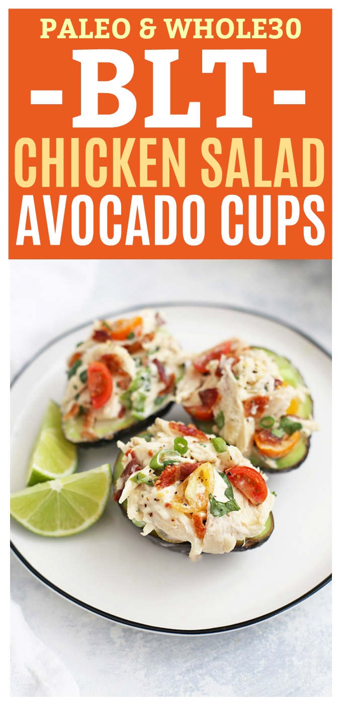 BLT Chicken Salad Avocado Cups - Paleo, Gluten Free, and TOTALLY DELICIOUS! (Whole30 approved!)
