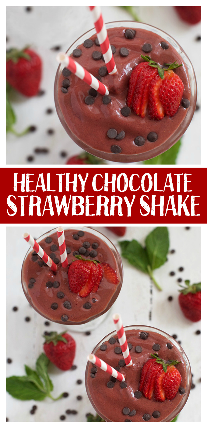 This healthier chocolate strawberry shake is like sipping a chocolate-covered strawberry! (Vegan and Paleo)
