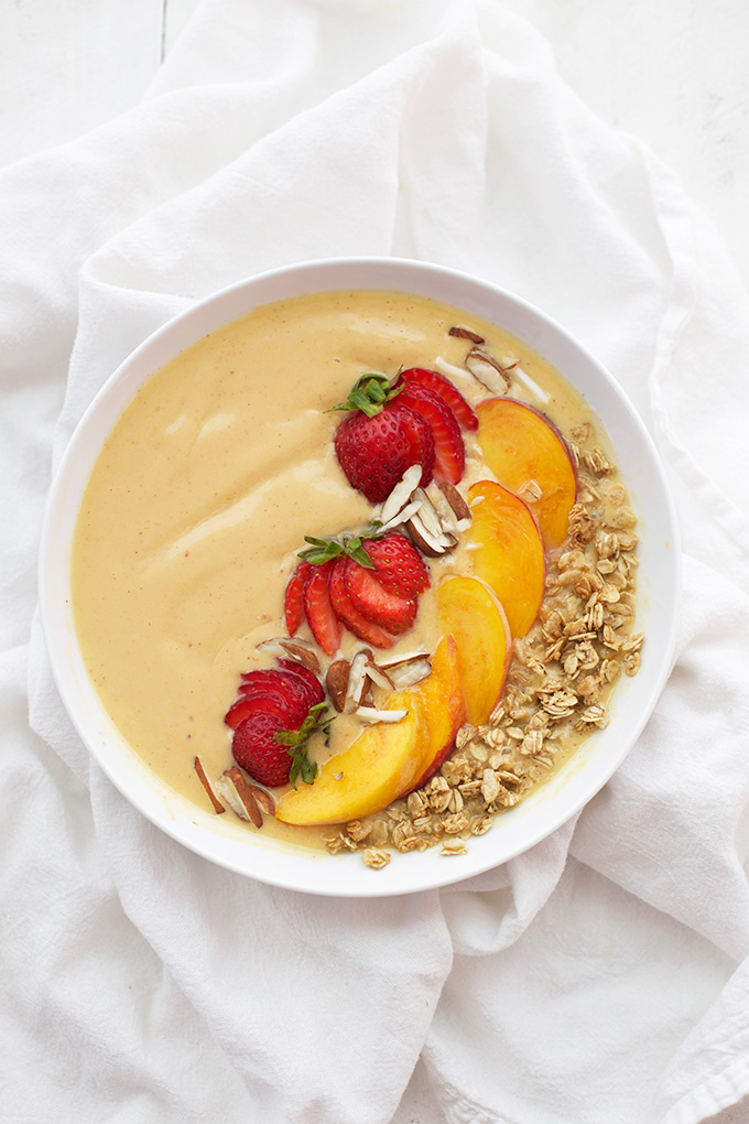Peachy Keen Smoothie Bowls. Full of fresh peach flavor and so energizing. 