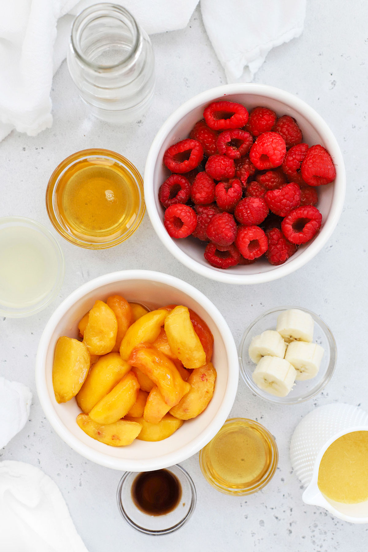 ingredients for raspberry peach popsicles