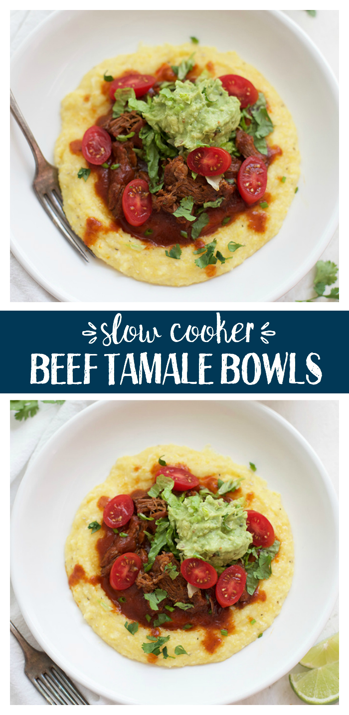 These Beef Tamale Bowls are everything you love about tamales without all the work. The slow cooker does it for you! (Gluten free)