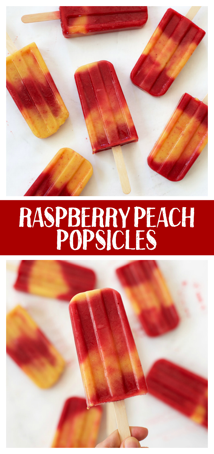 Homemade Peach and Raspberry popsicles. These are as yummy as they are pretty! (Gluten free & Vegan)