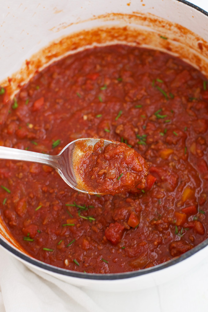 Just a little spicy, and so much flavor! This is some seriously classic chili. 