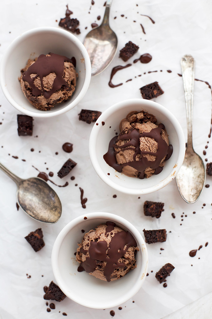 This Dairy Free Fudge Brownie Ice Cream is so decadent and fudgy! We absolutely love it! 