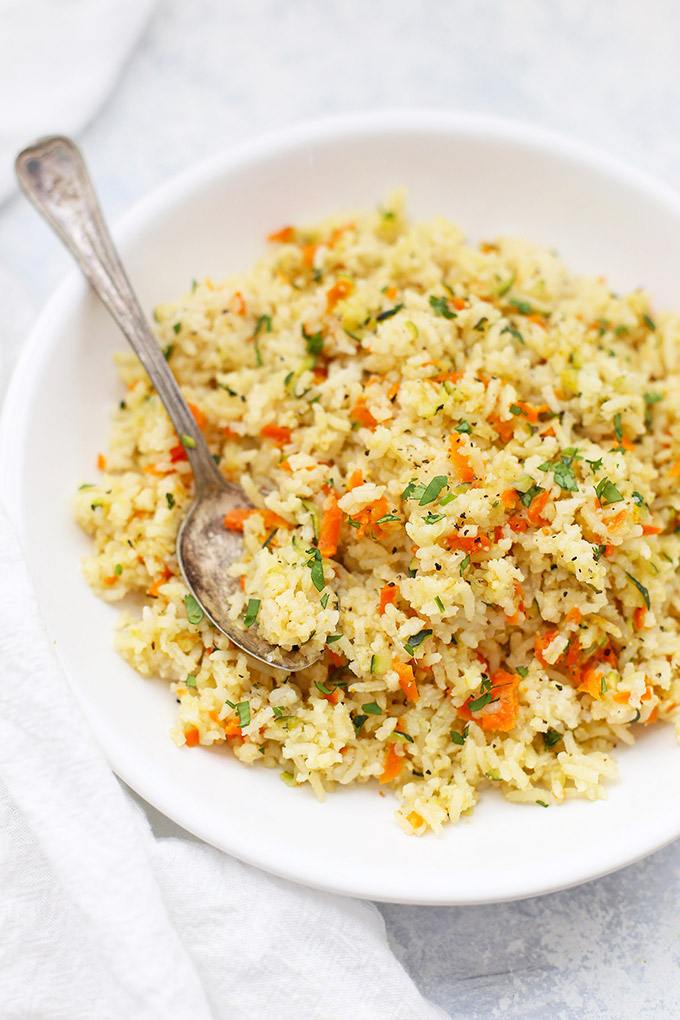 Simple Veggie Rice Pilaf - Even my kids LOVE this vegetable rice pilaf. (gluten free, vegan)