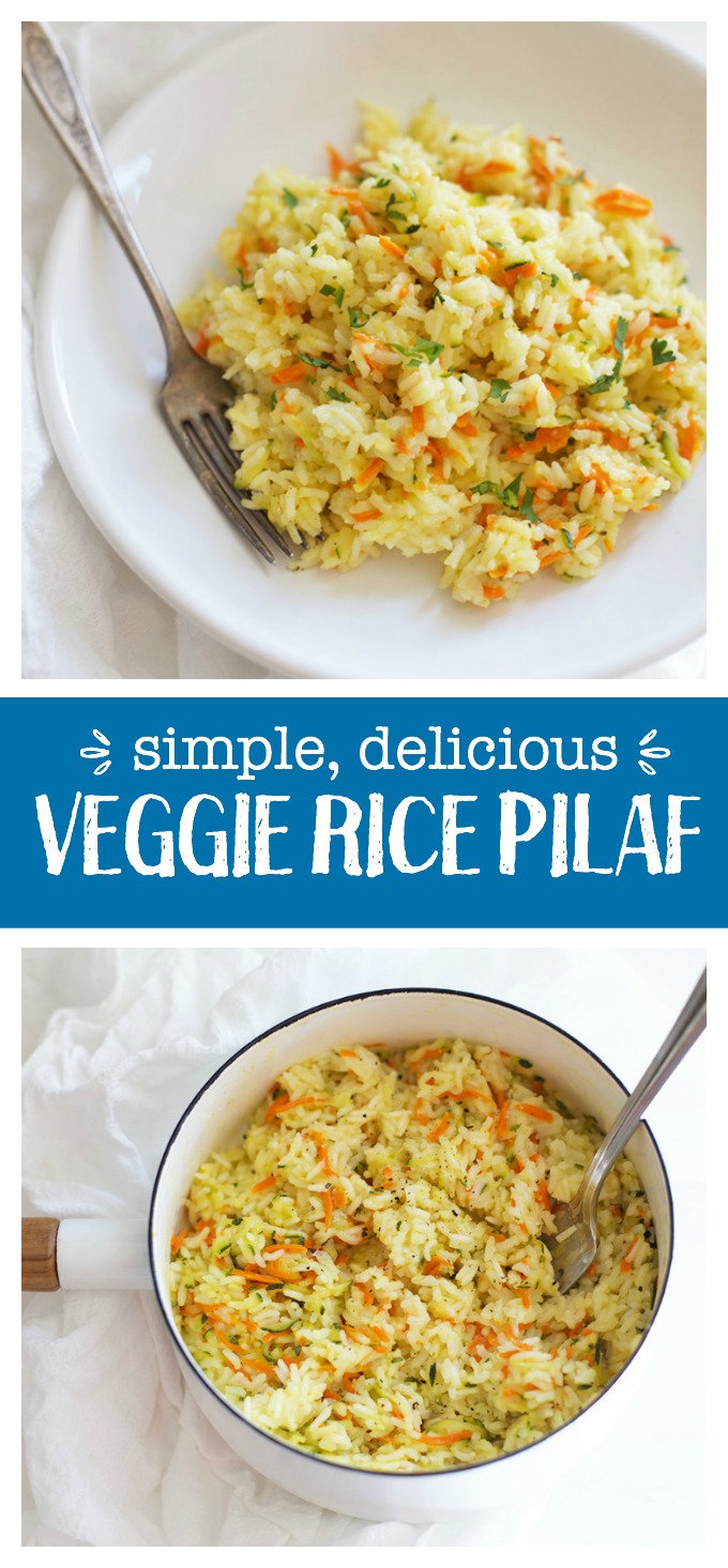 Simple Veggie Rice - An easy side dish to kick your meal up a notch in color & flavor. This is a perfect side dish, great with stir-fry, rice bowls & more!