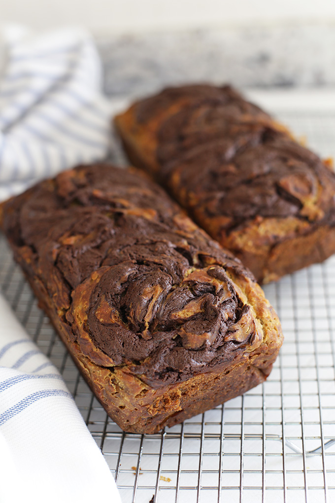Banana Bread with Chocolate Swirl - light, fluffy, and perfectly sweet.