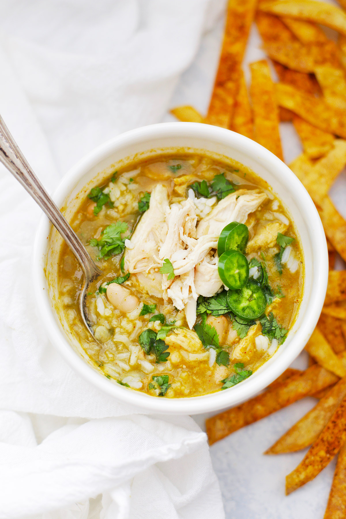 Salsa Verde Chicken and Rice Soup