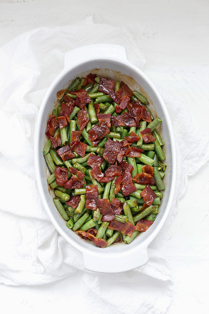 Smothered Green Beans with Bacon - The perfect blend of salty, smoky, and sweet!