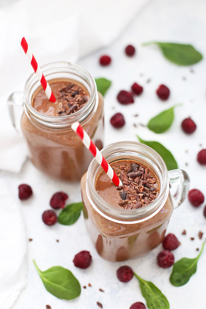 Chocolate Cherry Smoothies (Paleo or Vegan) - These smoothies taste like a shake, but are made from healthy ingredients! 
