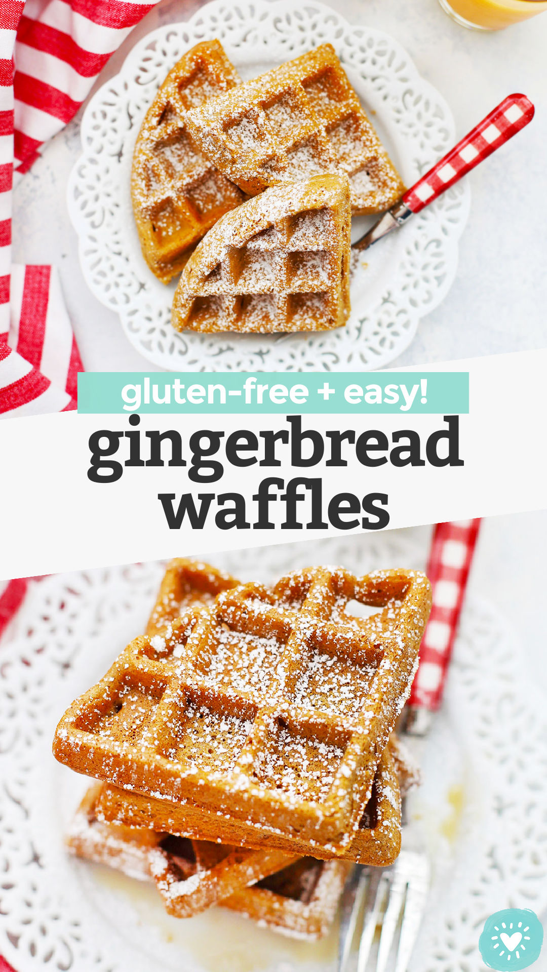 Gluten Free Gingerbread Waffles - crispy exterior, fluffy interior, and perfectly spiced. The perfect holiday breakfast! (Gluten free, dairy free)// gluten free Holiday breakfast // gluten free Christmas breakfast // gluten free waffles recipe // #waffles #gingebread #glutenfree #brunch #breakfast