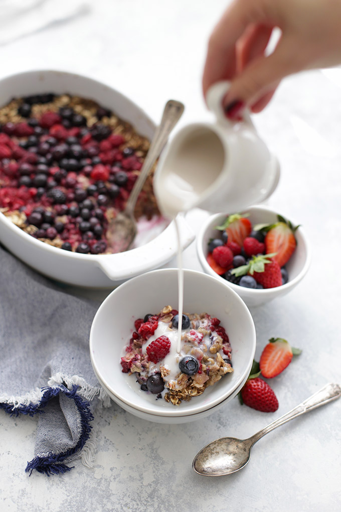 Have you tried baked oatmeal? This healthy Berry Baked Oatmeal is SO delicious! 