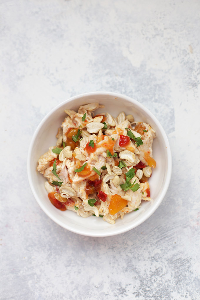 Curry Mango Chicken Salad - Such a flavorful twist on chicken salad. A little sweetness from the mango chutney, brightness from the herbs, and tiny bit of heat from the curry. This one is SO GOOD! 