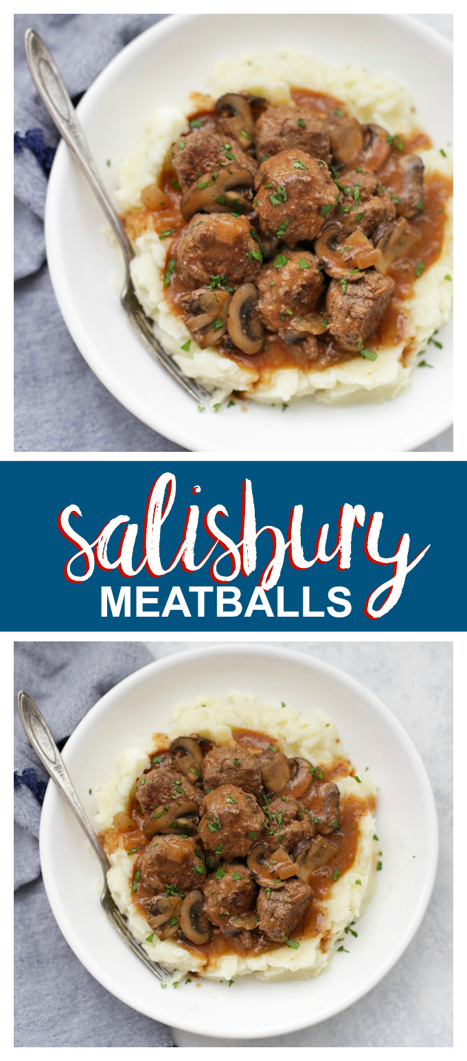 Salisbury Steak Meatballs - Good old fashioned comfort food. These meatballs are cozy and satisfying on their own, but they also pair beautifully with mashed potatoes or cauliflower mash. You'll want to dive right in!