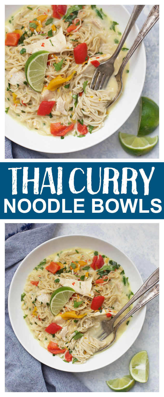 Thai Curry Noodle Bowls - There are few things I'd rather be slurping! Use chicken, shrimp, or veggies and dinner is on the table in no time! 