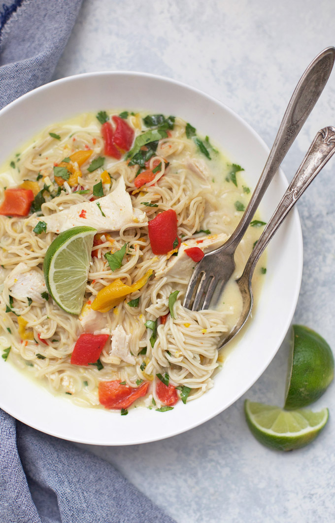 These Thai Curry Noodle Bowls are on the table in 30 minutes or less. SO good! 
