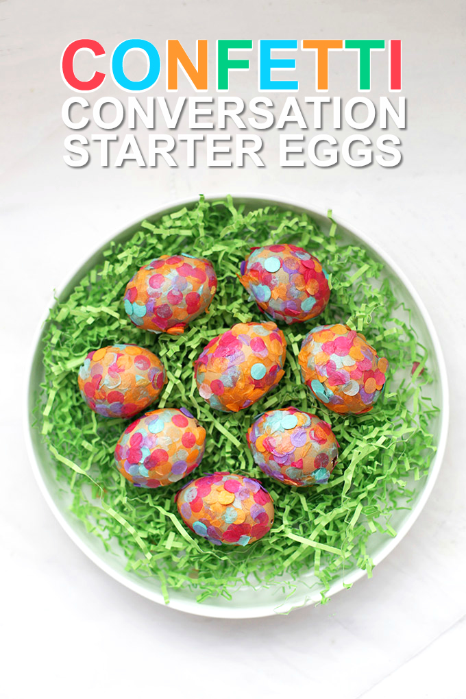 These Confetti Easter Egg craft makes the perfect Easter centerpiece. Each egg is stuffed with a surprise inside! (made with @happyeggcousa eggs)