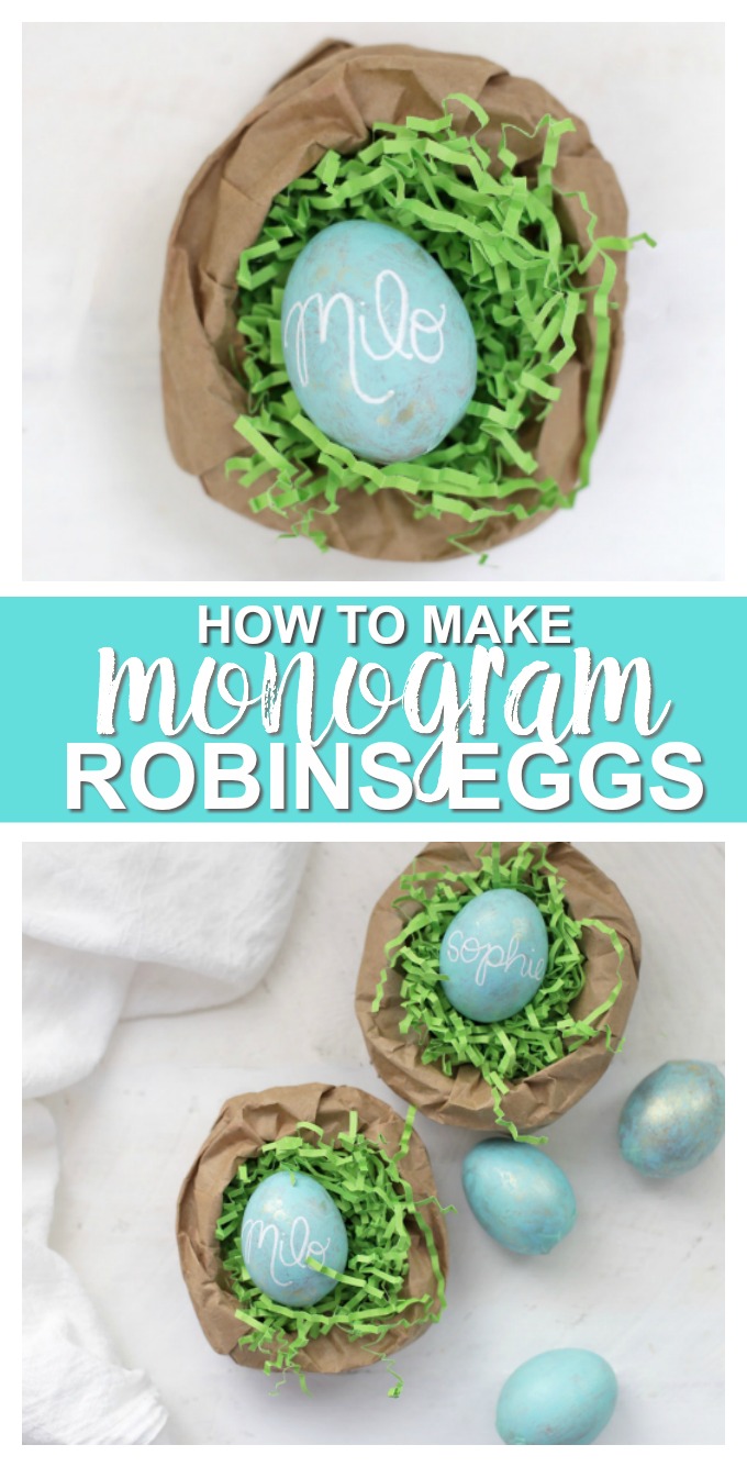 How to Make Personalized Robins Eggs - From names to monograms, these are such a cute Easter table setting!