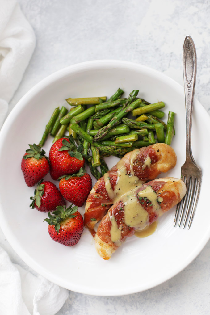 Prosciutto Wrapped Chicken with Honey Mustard Sauce