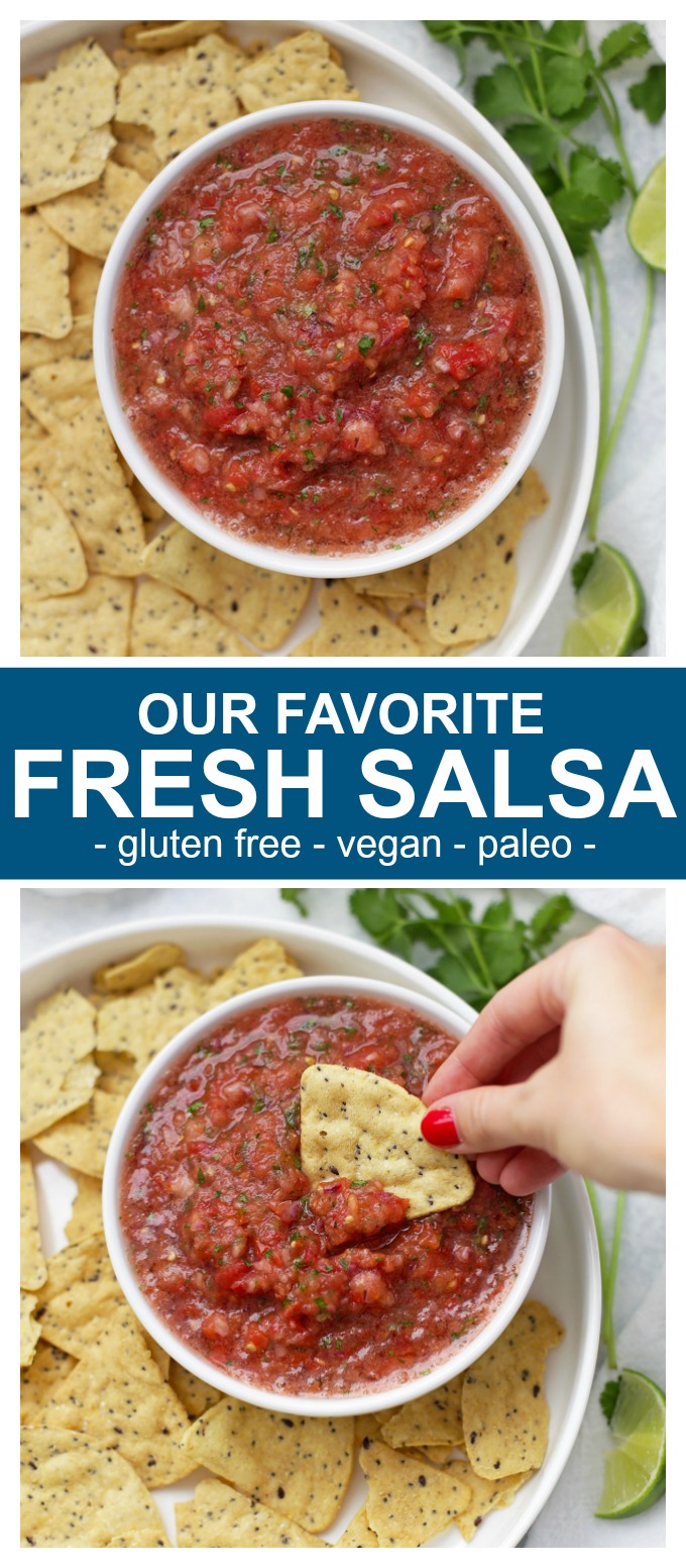 This fresh salsa is good on EVERYTHING--tacos, salads, chicken, eggs, chips, and more!